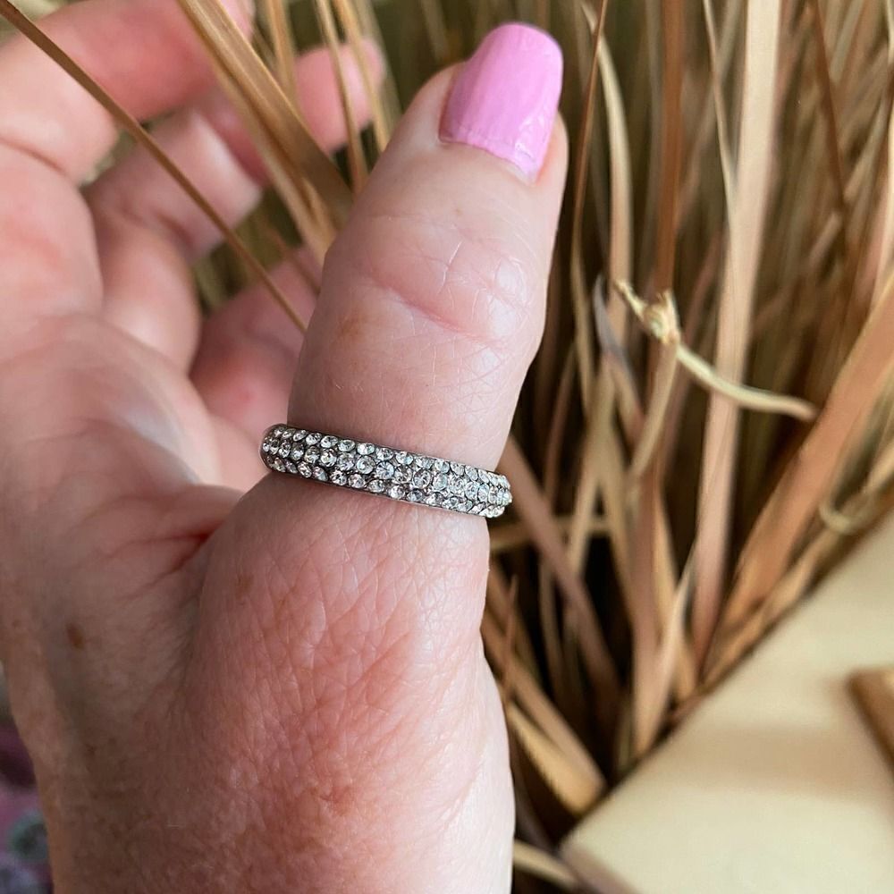 High polished Stainless Steel Ring with Top Grade Crystal in Clear